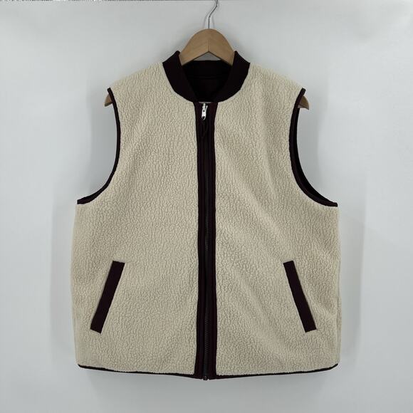 The North Face Cuchillo Vest Women XL Root Brown Sherpa Lined Reversible Zip - Picture 3 of 11